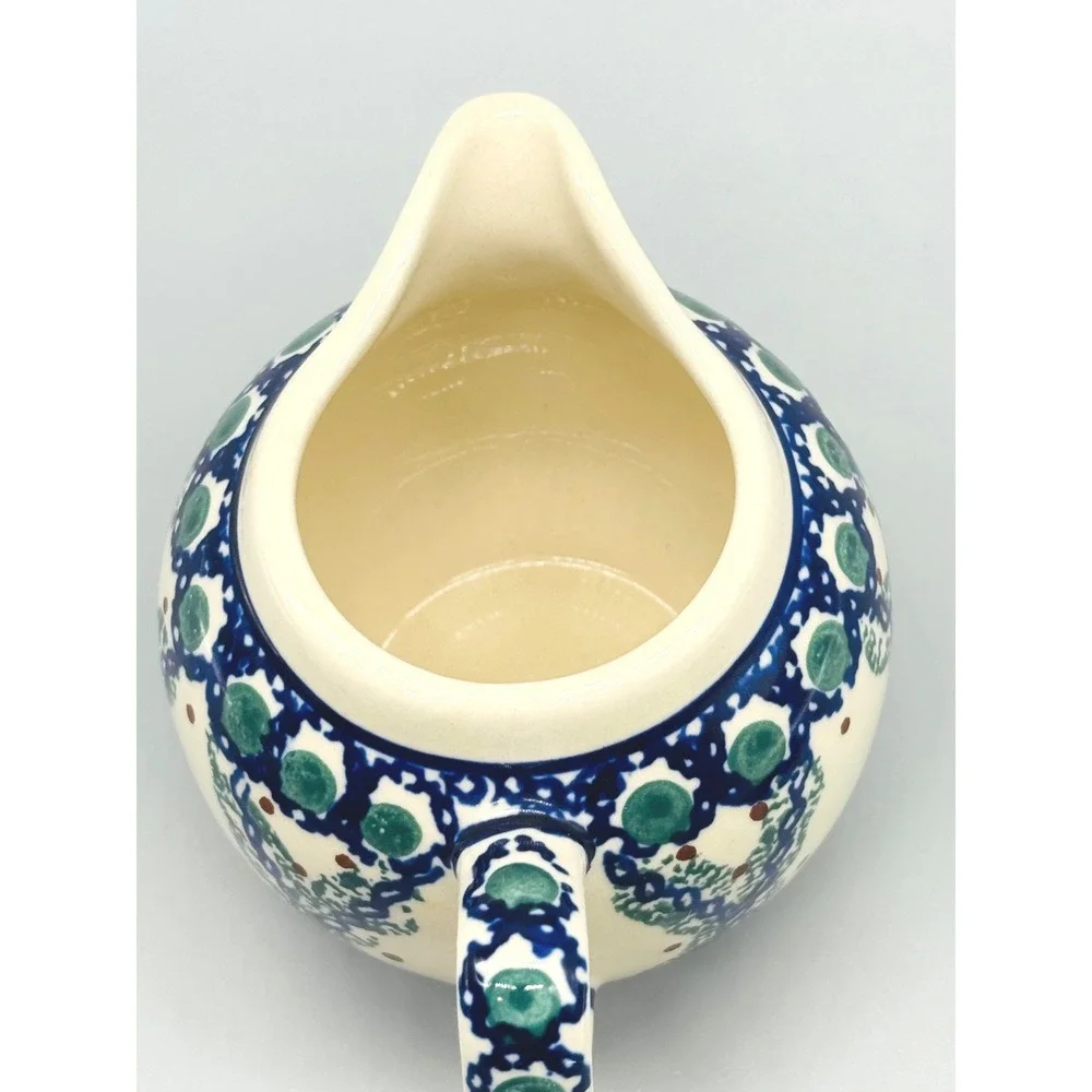 Boleslawiec Creamer and Sugar Bowl Set Mediterranean Wave Polish Pottery‎